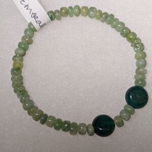 Emerald And Jade Stretch Bracelet